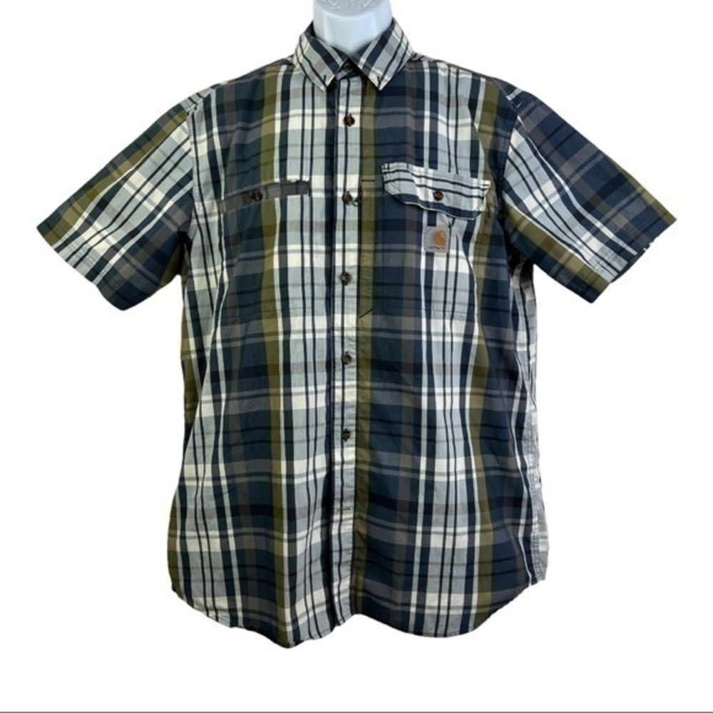 Carhartt Men Casual Shirt Buttons Down Plaid Sz L